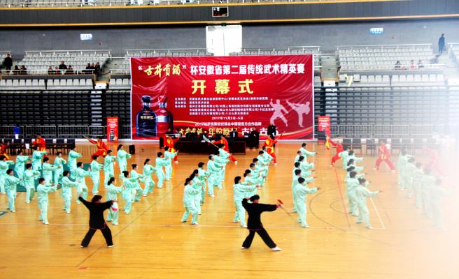 “古井貢酒”杯安徽省第二屆傳統(tǒng)武術(shù)精英賽在淮南市民生體育館隆重開幕