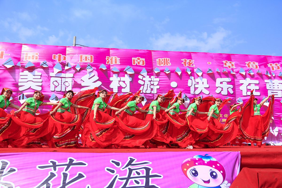 第十界中國淮南桃花,草莓節(jié)。大型活動在曹俺鎮(zhèn)隆重開幕